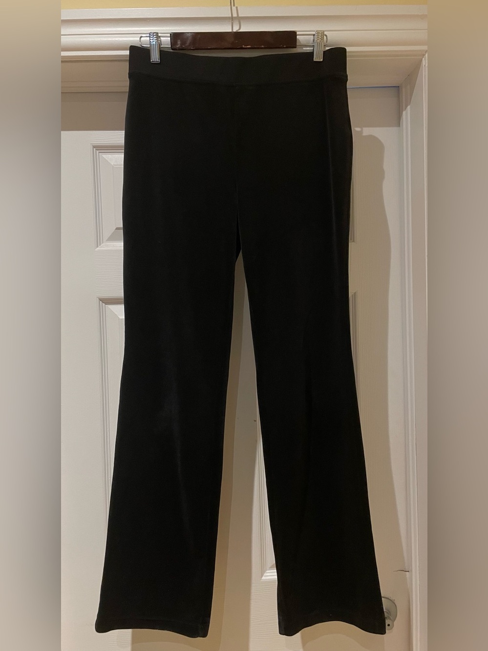 Juicy Couture Black Velour Bootcut Pants Rhinestone Logo Y2K Glam Size M